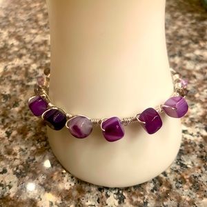 Amethyst Silver Wire and Bicone Bracelet